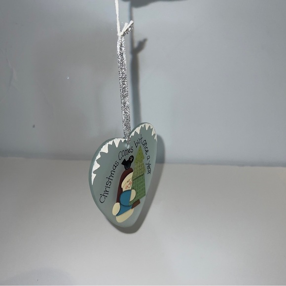 Vintage Crazy Mountain Heart Glass Snowman & Christmas Tree Ornament ~ Brand New - Picture 12 of 12